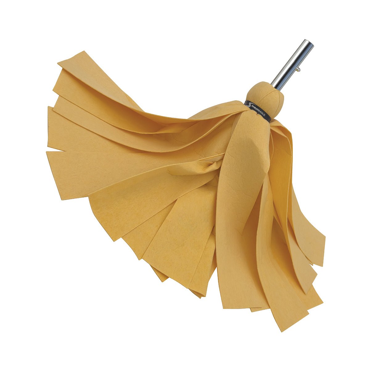 The Deluxe Water Sprite Mop XL by Shurhold Industries, Inc. features yellow PVA strips for high absorbency in an XL size, attached to a metal handle connector.