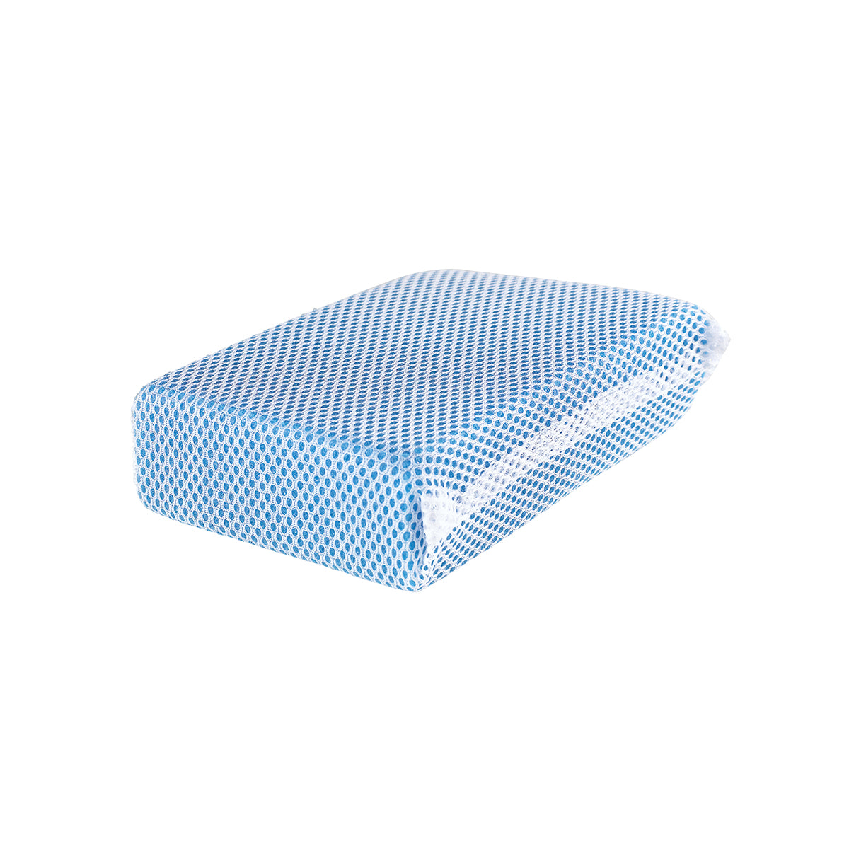 The Shurhold Industries, Inc. Bug And Tar Remover Sponge is a rectangular sponge with blue-and-white non-abrasive mesh, designed for tough spots, shown on a white background.