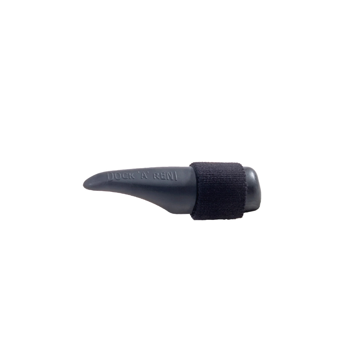 The Shurhold Industries, Inc. Dock Line Helper—a gray plastic device with a black fabric strap labeled DUCK A RENU—is shown on a white background and also serves as an easy-to-use dock line holding tool for boat hooks.