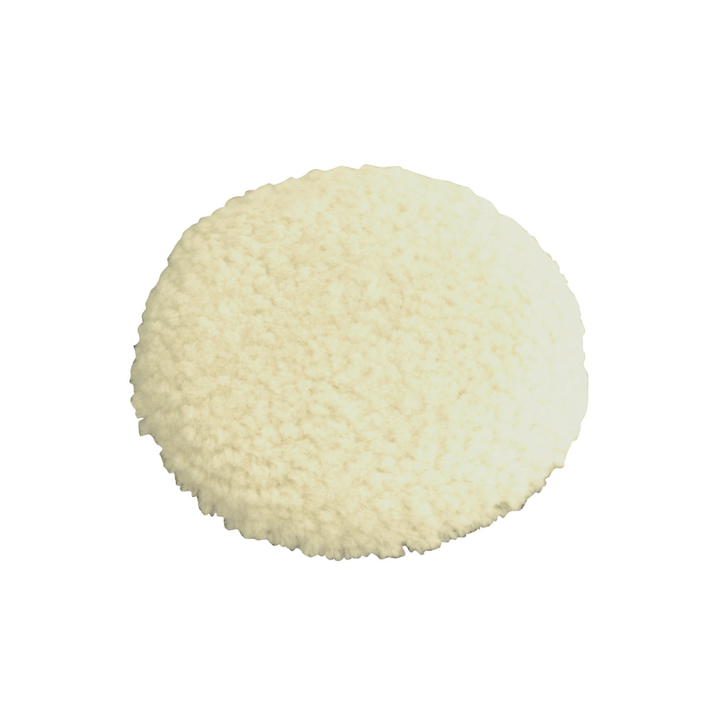 The Shurhold Industries Buff Magic Compounding Pad is a round, cream-colored pad with a soft texture—ideal for your Dual Action Polisher to remove light oxidation. Displayed on a white background.