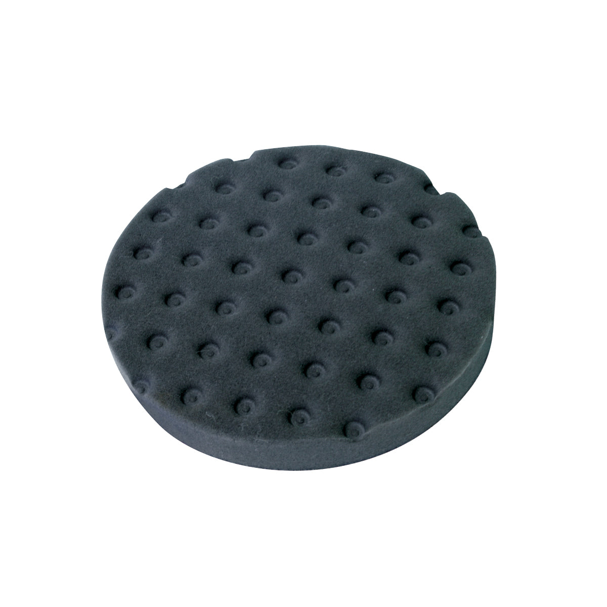 The Shurhold Industries, Inc. Pro Polish Pad is a round black foam pad with raised circular bumps, perfect for use with a Dual Action Polisher to wax and polish your vehicle for a smooth finish.