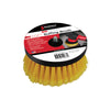 A yellow soft buffing brush attachment with a black center, shown in packaging labeled Shurhold Industries, Inc. DAP Scrub Brushes. Designed for buffers and compatible cleaning machines, ideal with scrub brushes or a dual action polisher.