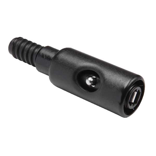 A close-up of a Threaded Adapter by Shurhold Industries, Inc. featuring a removable cap and visible metal contact, designed for secure connections with the SHUR-LOK System.
