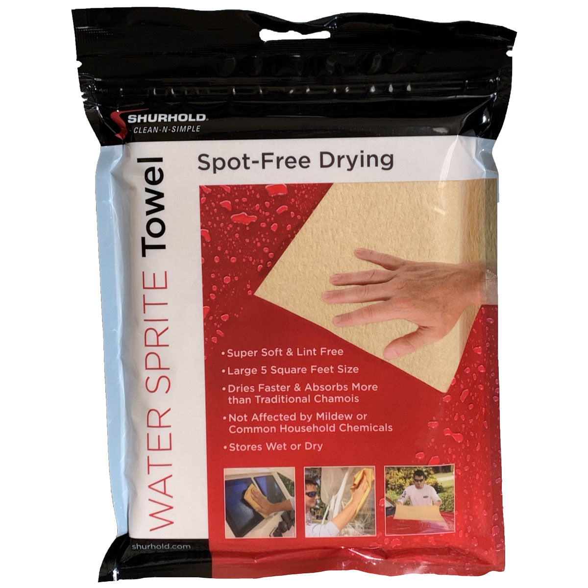 SKU #217 Shurhold Deluxe Water Sprite Towel Packaging