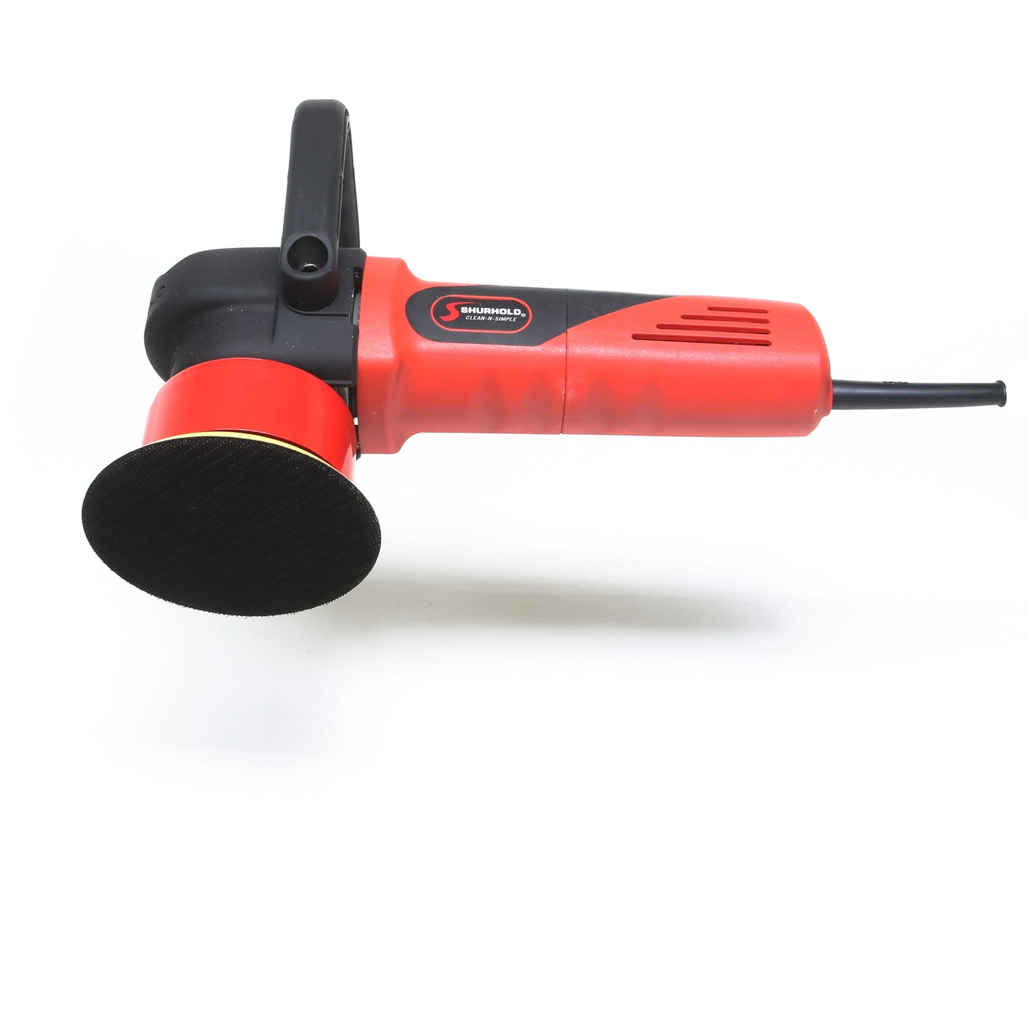 The Shurhold Industries, Inc. Dual Action Polisher, a red and black electric hand sander with a circular pad, is shown on a white background—perfect for achieving a high-gloss finish.