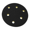 The Shurhold Industries, Inc. Replacement Dual Action Polisher Backing Plate is a round black sanding pad with six holes, compatible with Velcro-style pads—ideal for replacing backing plates for efficient sanding and polishing.