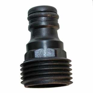The Shurhold Industries Hose Nozzle features a black plastic ergonomic quick-connect adapter with a threaded male end, ideal for secure hose attachment.