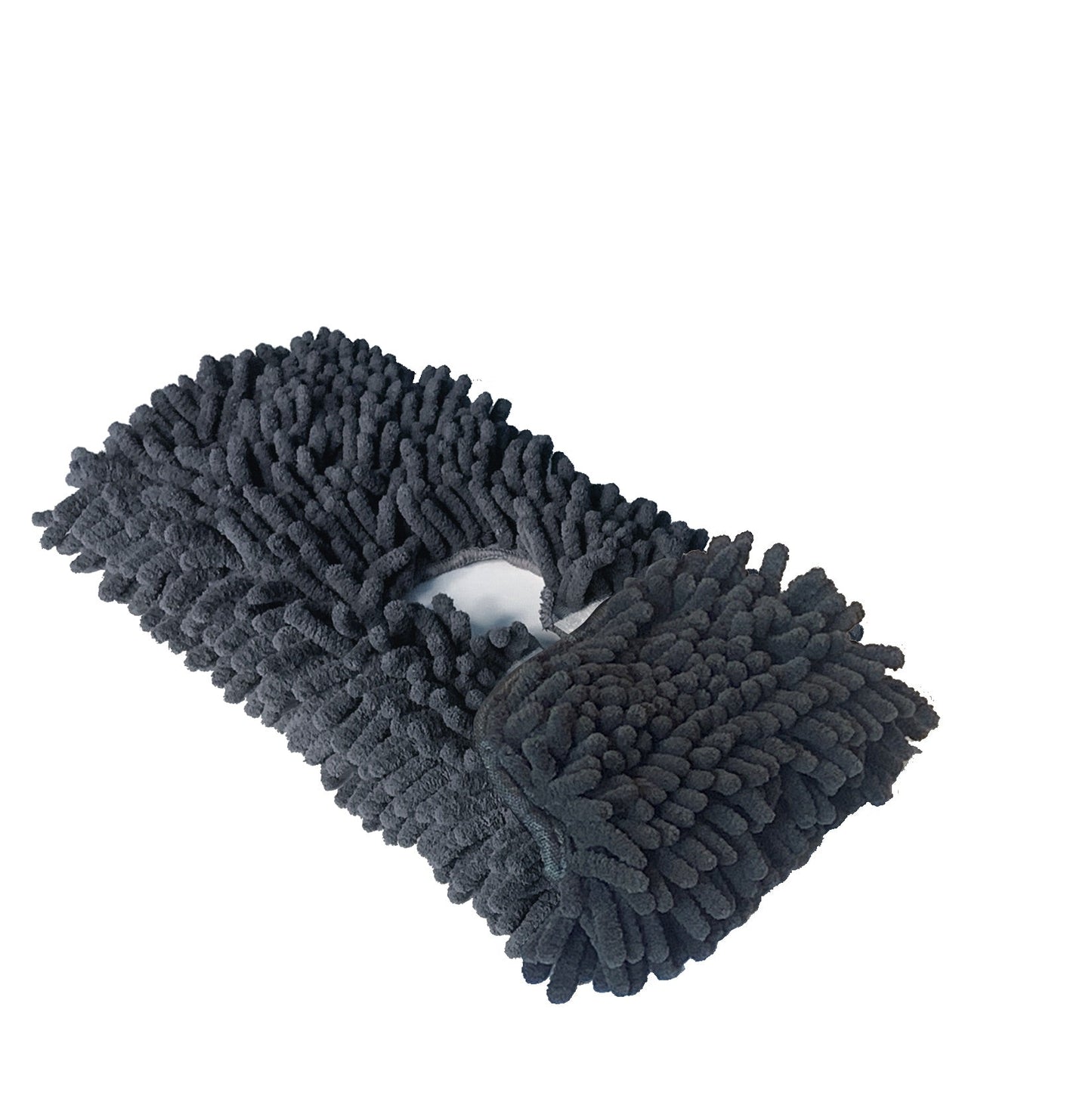 The Shurhold Industries, Inc. Microfiber Pad Base Cover, a black chenille microfiber rectangular pad with a central opening for streak-free cleaning, is displayed on a white background.