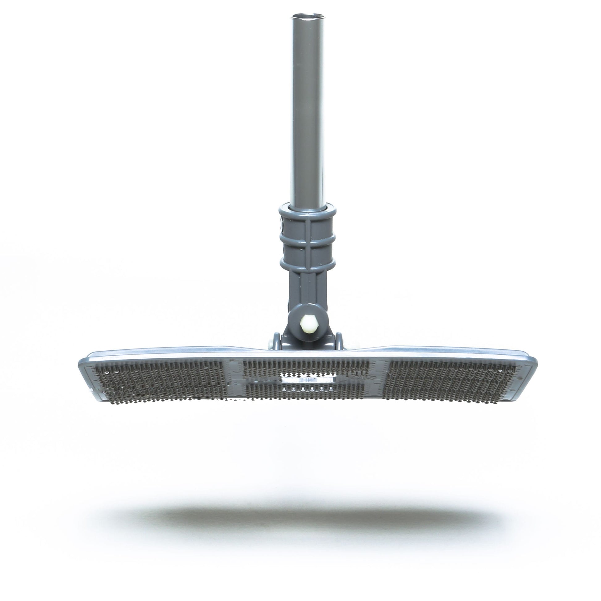 A Swivel Pad Base by Shurhold Industries, Inc., featuring bristles and a central attachment for a telescopic pole, compatible with Shurhold attachments, shown against a white background.