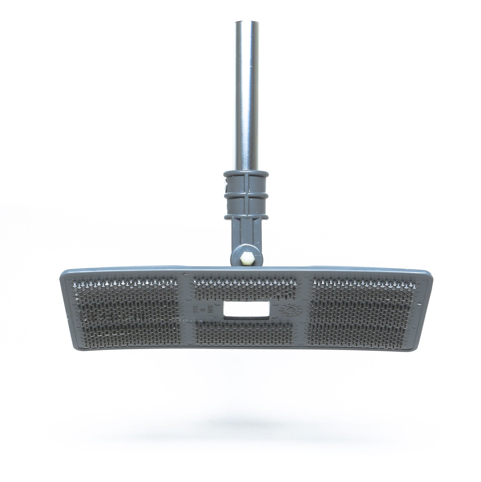 A Swivel Pad Base by Shurhold Industries, Inc., featuring a rectangular plastic head and metal handle compatible with Shurhold attachments, is shown against a white background.