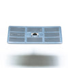 Rectangular gray Swivel Pad Base by Shurhold Industries, Inc., featuring multiple small raised holes and a central metal blade, compatible with Shurhold attachments, photographed against a white background.