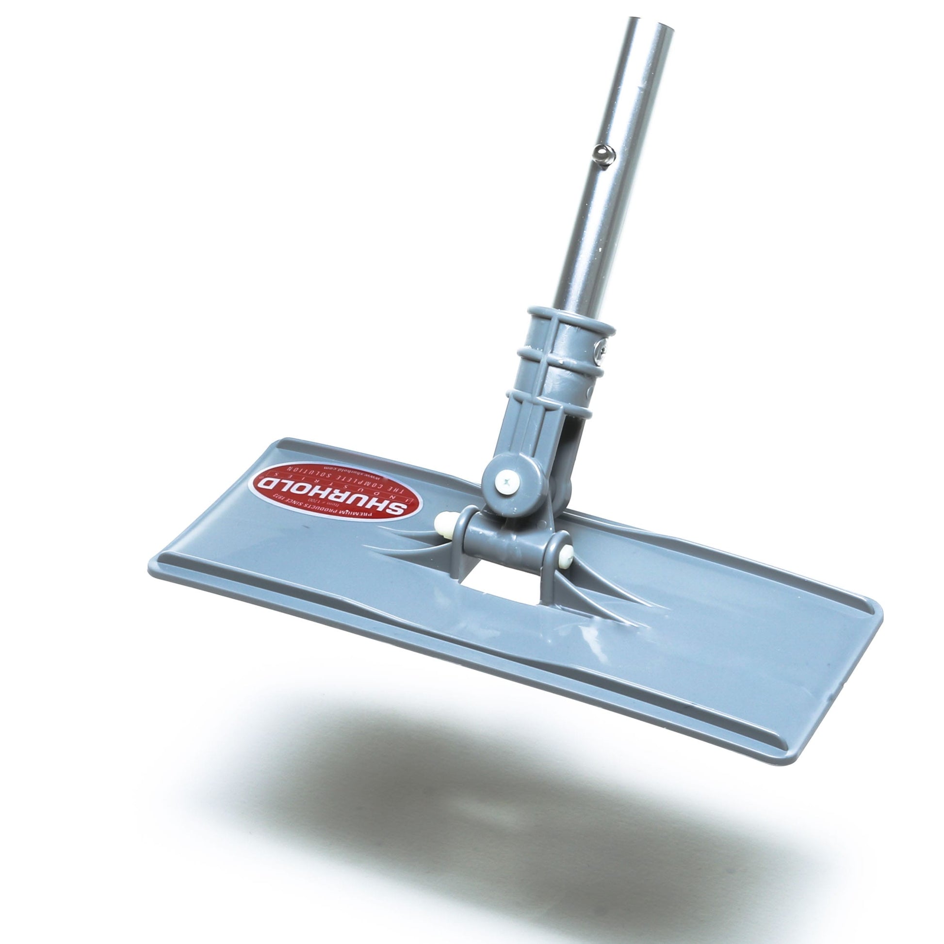 A gray plastic Swivel Pad Base by Shurhold Industries, Inc., featuring a rectangular base and adjustable joint for use with scrubber pads, shown on a white background.
