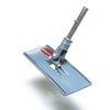The Swivel Pad Base by Shurhold Industries, Inc. is a gray plastic floor mop with an adjustable metal handle attachment, compatible with Shurhold attachments or scrubber pads, shown angled on a white background.