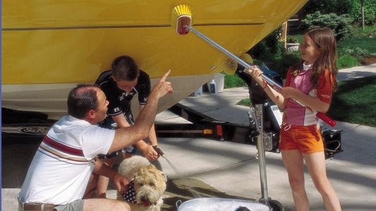 Family Cleaning a Boat