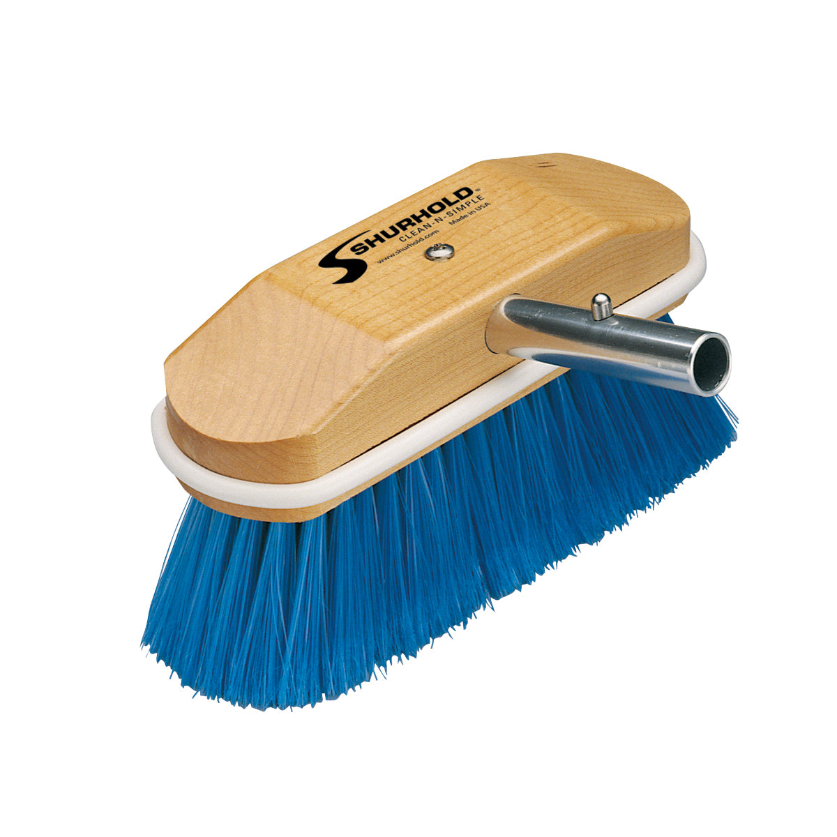 The Shurhold Industries, Inc. Special Application Brushes feature a wooden head, blue bristles, Shur-Lok Handle System metal attachment, and display the Shurhold logo.