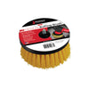 Shurhold Industries, Inc. DAP Scrub Brushes – yellow medium buffing brush with black base, labeled packaging, and image showing use with a Dual Action Polisher cleaning machine. Ideal for scrub brush applications.