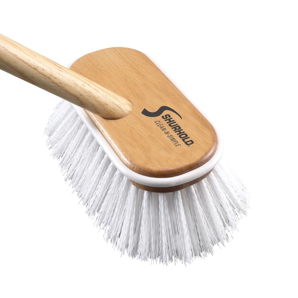 SKU #1950 Shurhold Stiff White Brush on Wooden Handle 