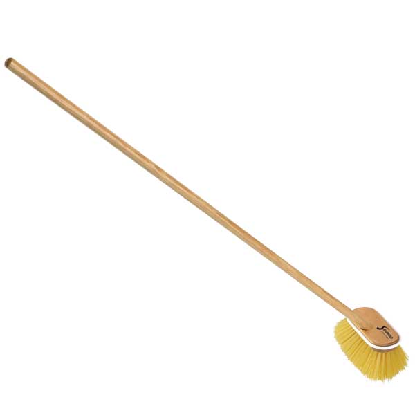 SKU #1955 Shurhold Yellow Medium Deck Brush on Wooden Handle