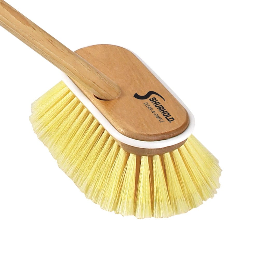 SKU #1960 Shurhold Yellow Soft Deck Brush on Wooden Handle