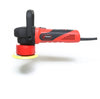 A Shurhold Industries Dual Action Polisher in red and black with a yellow pad and side handle, designed for high-gloss finishes, is shown on a white background.