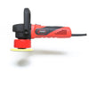The Shurhold Industries, Inc. Dual Action Polisher, in red and black with a side handle and yellow polishing pad for a high-gloss finish, is shown on a white background.