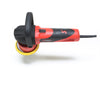 A Shurhold Industries Dual Action Polisher, shown from above with a yellow pad on a white background, features red and black accents—ideal for achieving a high-gloss finish on your vehicle.