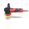 A Shurhold Industries, Inc. Dual Action Polisher in red and black with a yellow buffing pad is shown on a white background, designed to deliver a high-gloss finish.