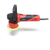 The Shurhold Industries, Inc. Dual Action Polisher, featuring a red and black design with a circular sanding pad, sits on a white surface—perfect for achieving a high-gloss finish on multiple surfaces.