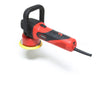 A Shurhold Industries, Inc. Dual Action Polisher in red and black, featuring a side handle and power cord for a high-gloss finish, is shown on a white background.