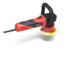 The Shurhold Industries, Inc. Dual Action Polisher in red and black features a circular yellow sanding pad, delivering a high-gloss finish and displayed on a white background.