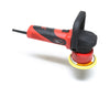 The Shurhold Industries, Inc. Dual Action Polisher in red and black includes a side handle and yellow polishing pad, ideal for high-gloss finishes, shown on a white background.