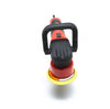 The Shurhold Industries, Inc. Dual Action Polisher is displayed upright with a yellow pad on a white background, combining red and black colors—perfect for achieving a high-gloss finish.