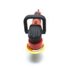 The Shurhold Industries, Inc. Dual Action Polisher, shown with a circular yellow pad in red and black from a top-down front angle on a white background, is ideal for achieving a high-gloss finish.