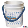 Custom Printed Buckets from Shurhold Industries, Inc. feature a white plastic body, blue rope handle, heat-fused blue anchor graphics, and Made in USA labeling.