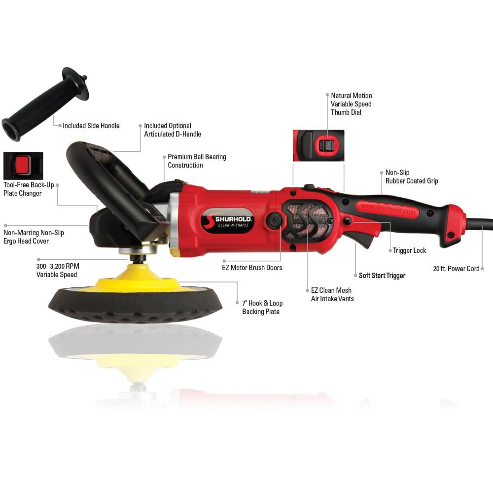 SKU #3400 Shurhold Pro Rotary Polisher Diagram 