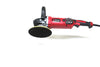 The Refurbished Pro Rotary Polisher by Shurhold Industries, Inc. is a red and black professional tool with a yellow-black pad, perfect for correcting surface imperfections and shown against a white background.