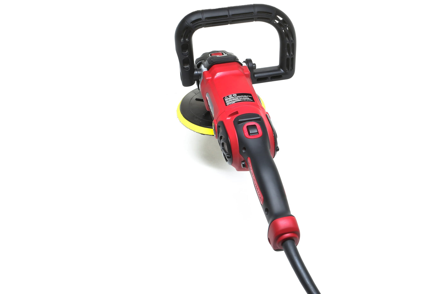 A refurbished Pro Rotary Polisher from Shurhold Industries, Inc. with a yellow pad and black handle is shown on a white background—this professional-grade tool easily removes surface imperfections.