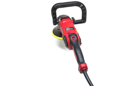 A refurbished Pro Rotary Polisher from Shurhold Industries, Inc. with a yellow pad and black handle is shown on a white background—this professional-grade tool easily removes surface imperfections.