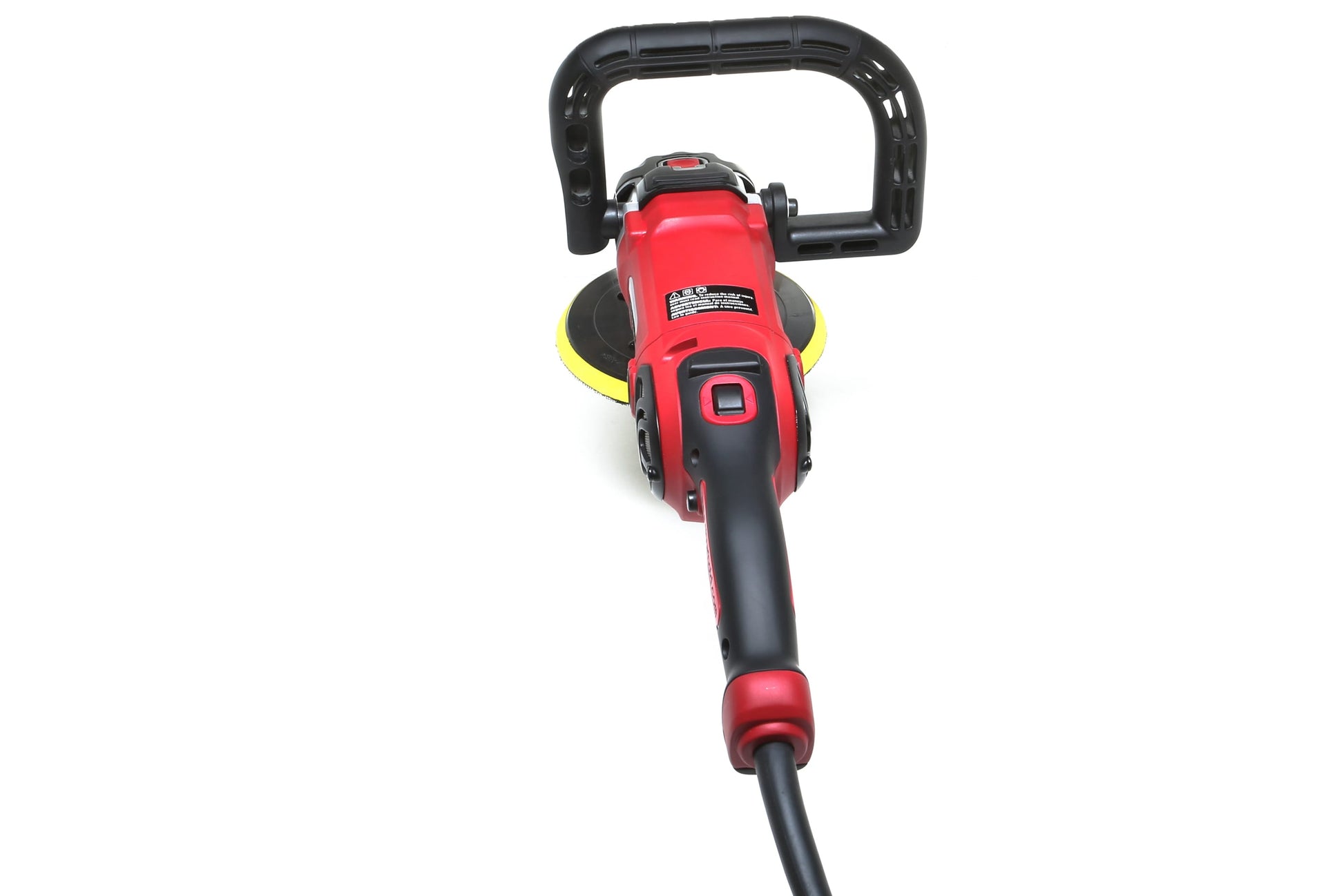 A refurbished Pro Rotary Polisher by Shurhold Industries, Inc. is displayed from above against a white background—ideal for correcting surface imperfections, featuring a handle and power cord.