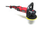 The Refurbished Pro Rotary Polisher by Shurhold Industries, Inc. is a red and black tool with a yellow circular pad and front handle, designed for surface imperfections. Shown on a white background.