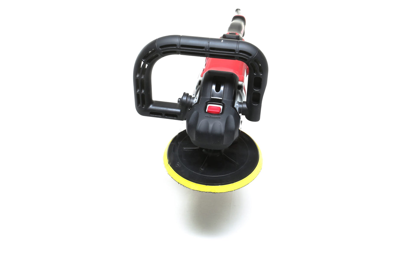 A refurbished Shurhold Industries, Inc. Pro Rotary Polisher with a yellow-edged pad is displayed on a white background, emphasizing this professional-grade tools ability to effectively address surface imperfections.