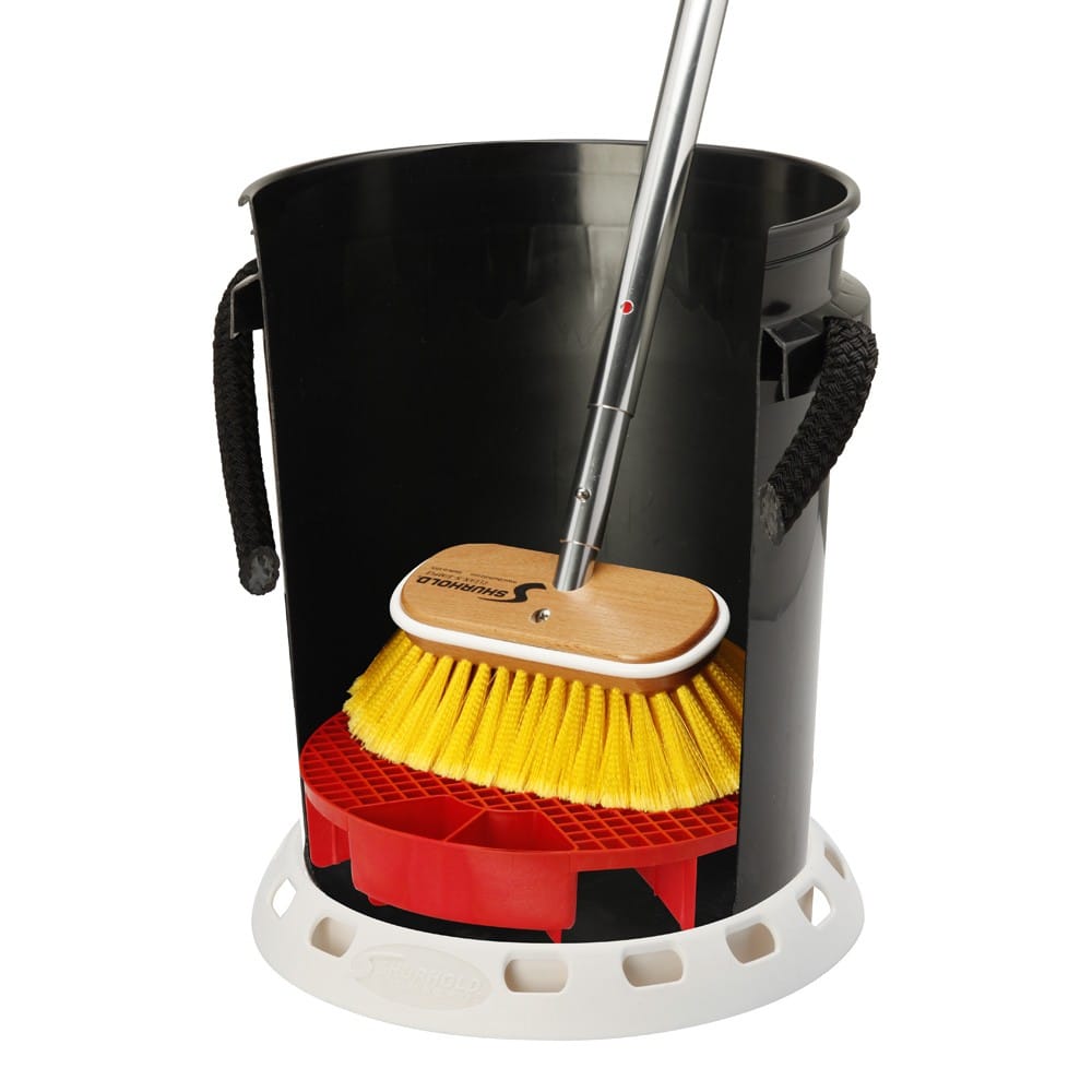 SKU #2402 Shurhold Bucket Grate in Bucket with Brush