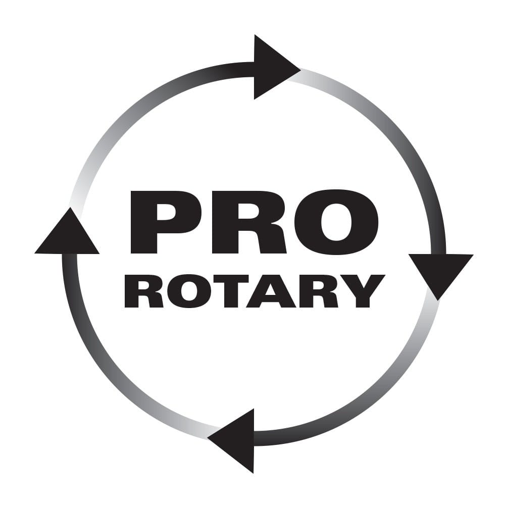 A circular arrow encircles the bold black text PRO ROTARY, representing the Refurbished Pro Rotary Polisher by Shurhold Industries, Inc.—a professional tool built to tackle surface imperfections with ease.