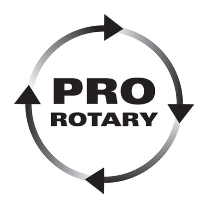 A circular arrow encircles the bold black text PRO ROTARY, representing the Refurbished Pro Rotary Polisher by Shurhold Industries, Inc.—a professional tool built to tackle surface imperfections with ease.