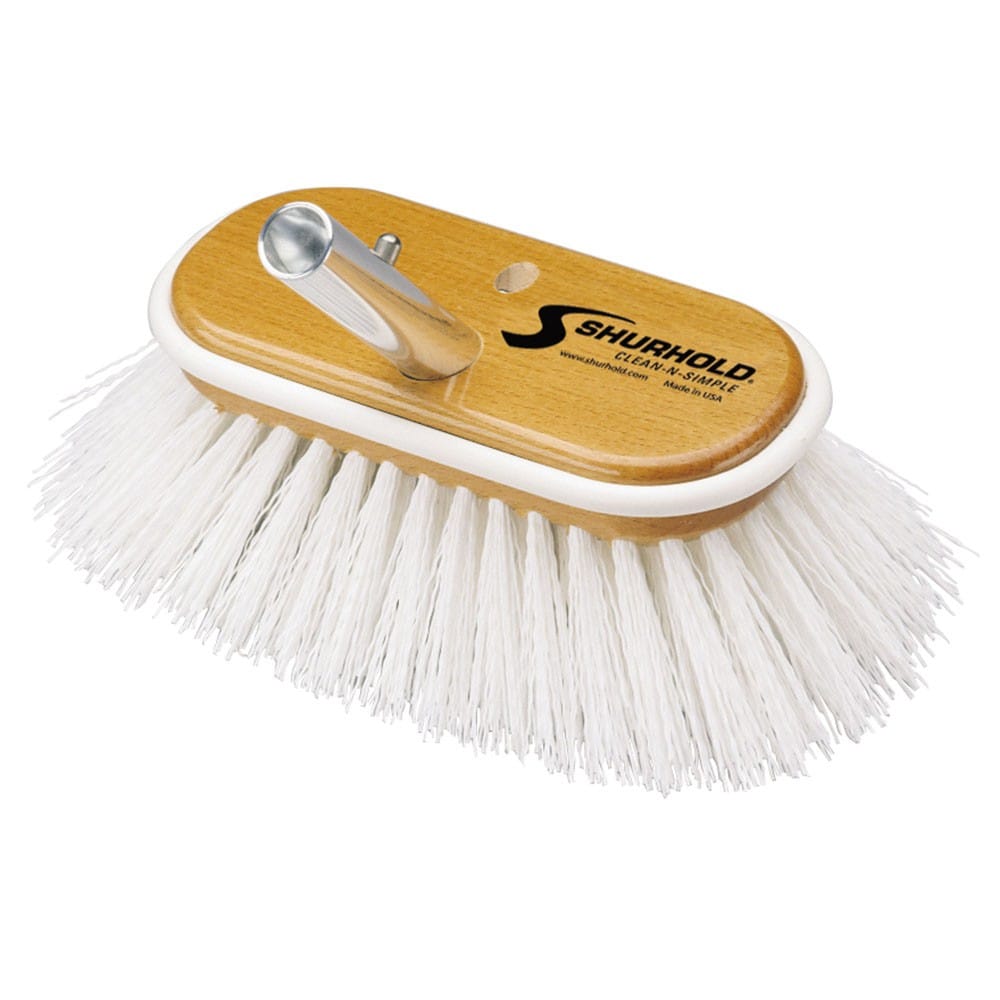 Deck brush with soft bristles for the rollable composite handle by Revolve.